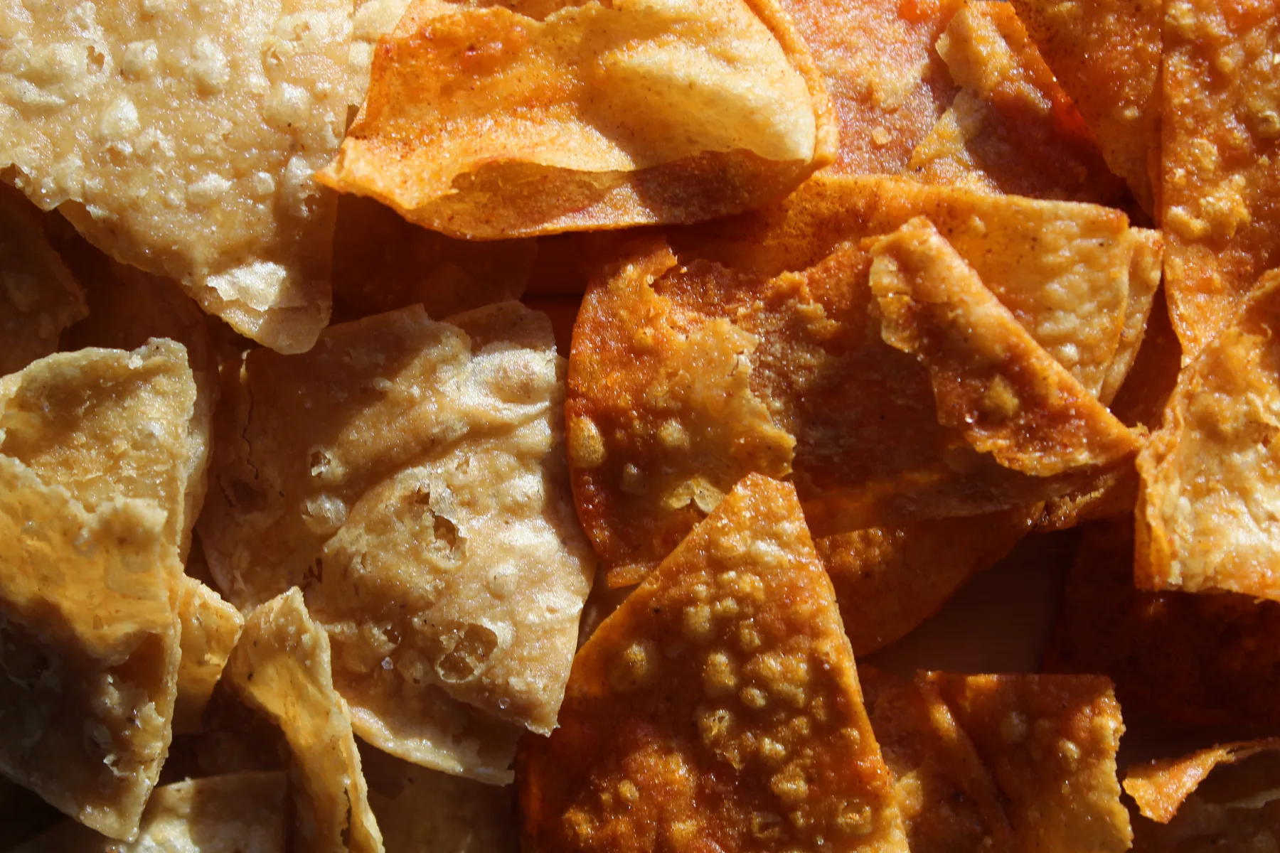 Close-up of Mitten Chips Traditional and Sweet & Smokey Pepper tortilla chips